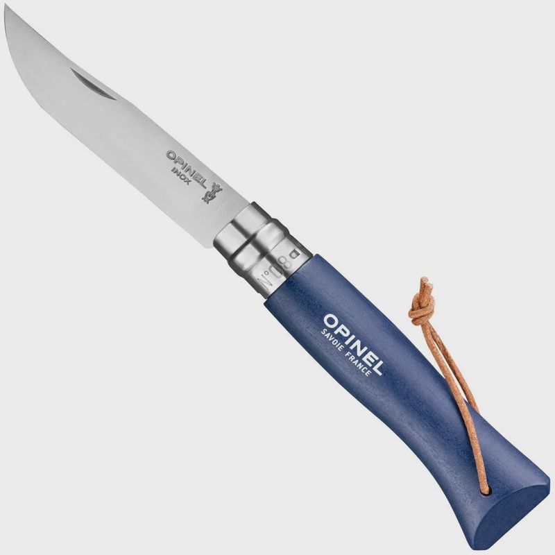 Opinel No.8 Folding Knife with Lanyard - Deep Blue