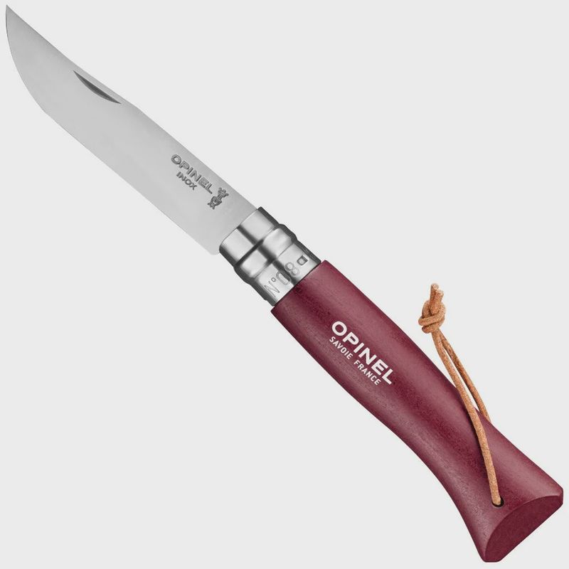 Opinel No.8 Folding Knife with Lanyard - Burgundy