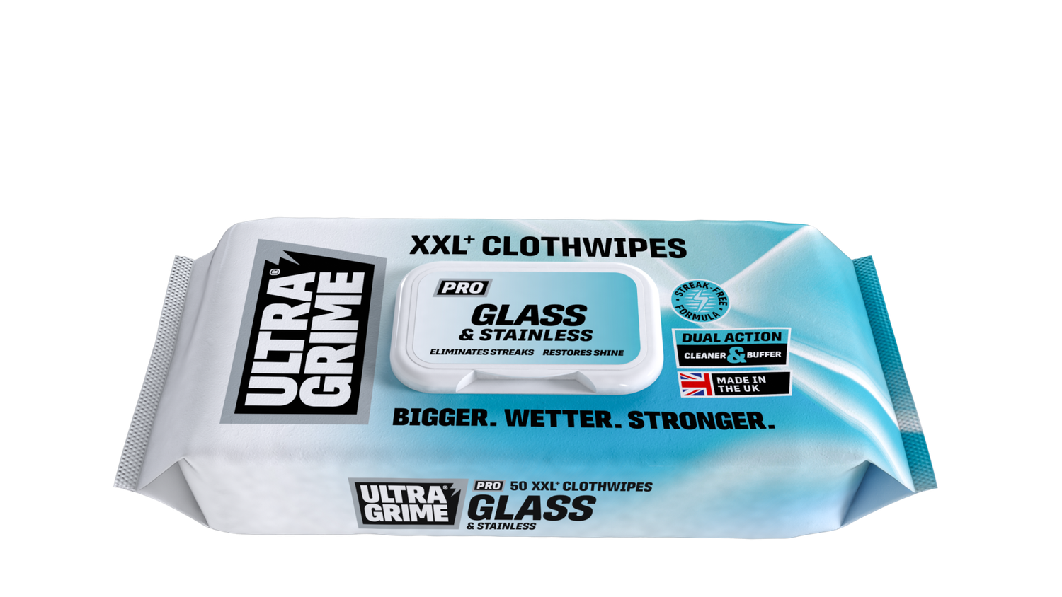 Ultragrime Pro Glass and Stainless XXL+ Cleaning Wipes 50 Pack
