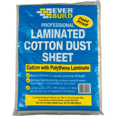 Everbuild Professional Cotton Laminated Polyethene Backed Dust sheets 12 Feet x 9 Feet