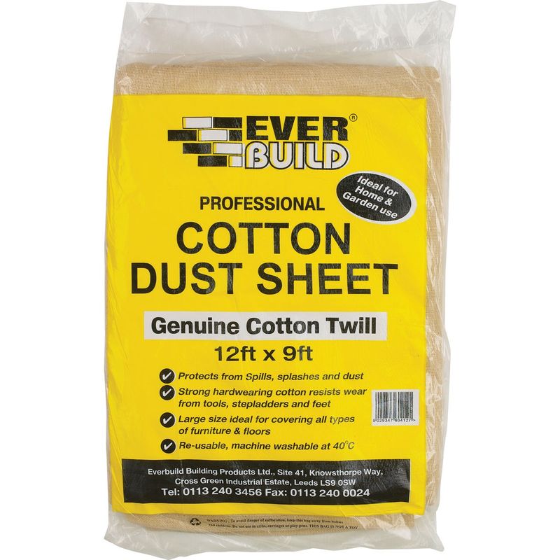 Everbuild Professional Cotton Twill Decorators Builders Dust sheets 12 Feet x 9 Feet