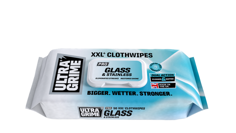 Ultragrime Pro Glass and Stainless XXL+ Cleaning Wipes 50 Pack