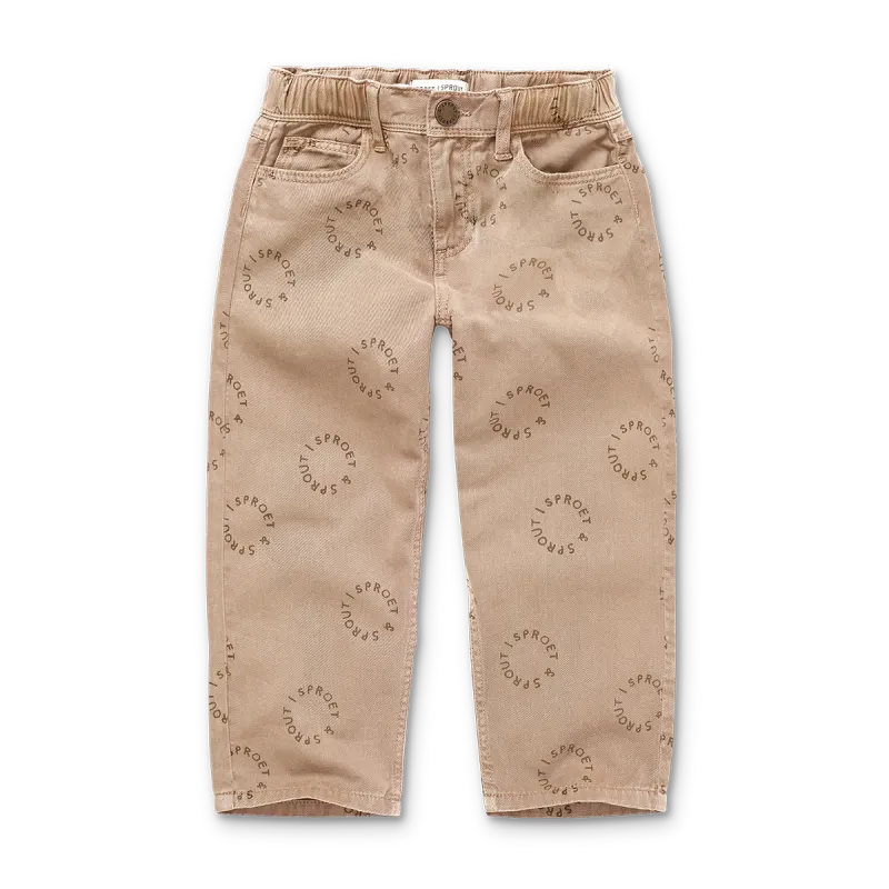 Sand denim broek
