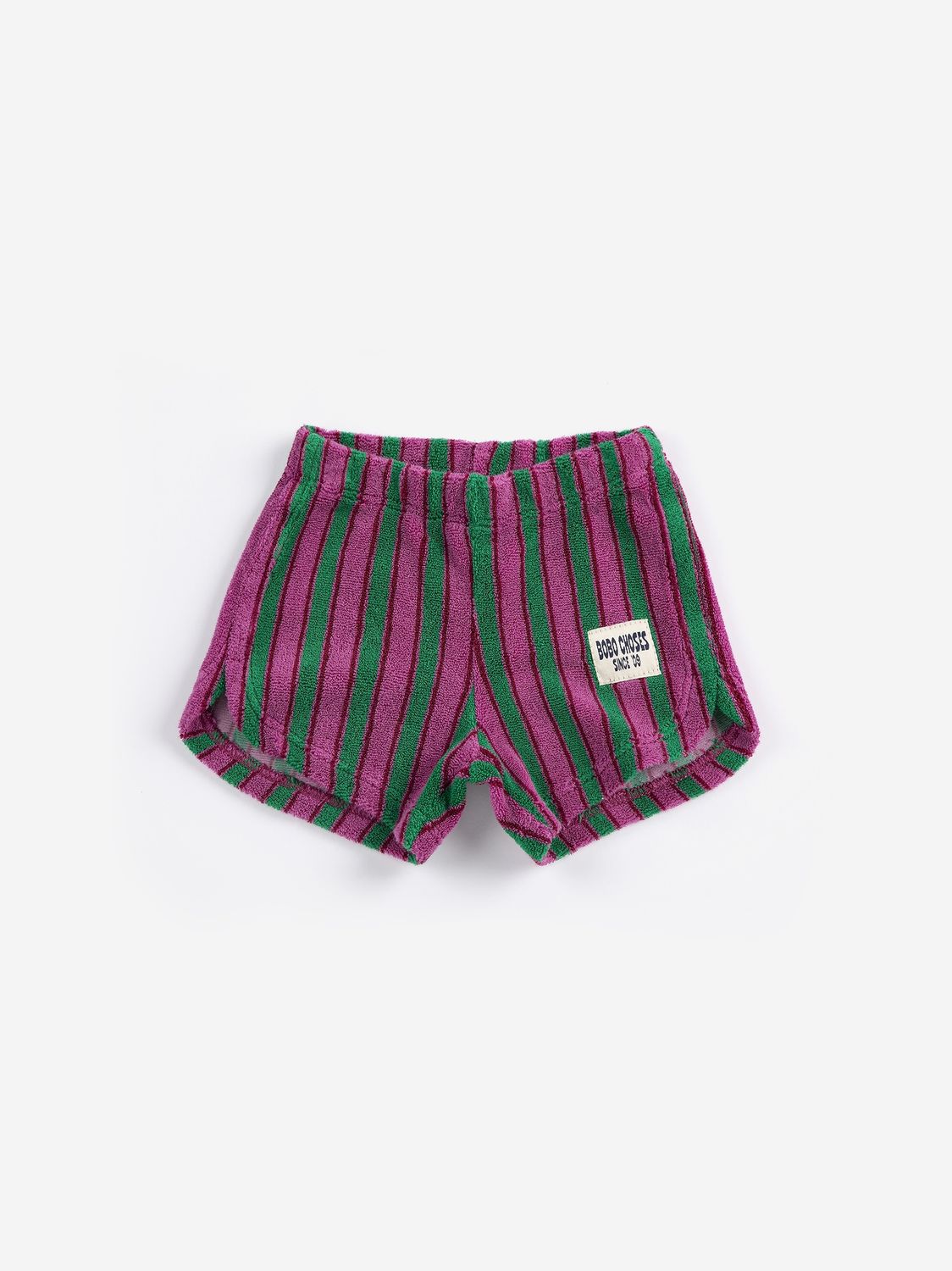 Striped terry mini shorts