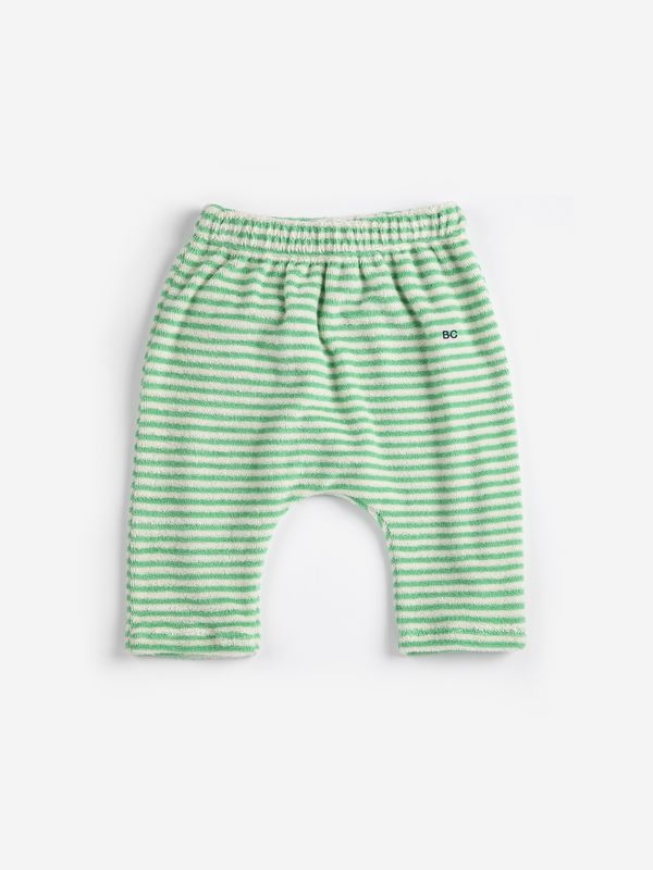 Green stripes terry pants