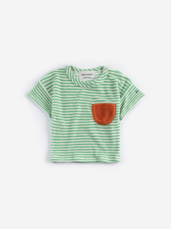 Green stripes terry t-shirt