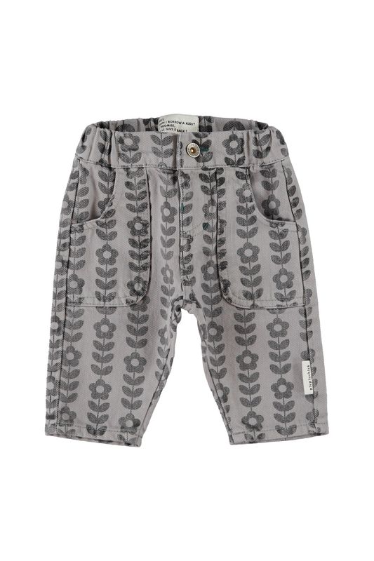 Broek grijs flowers
