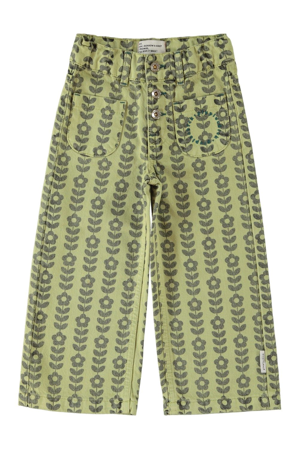 Broek green flowers kid