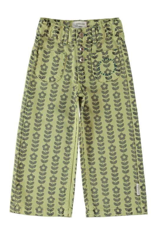 Broek green flowers kid