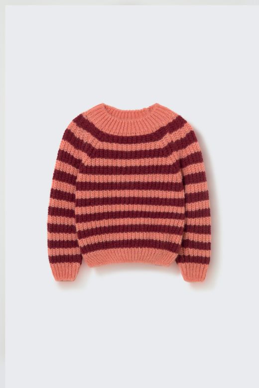 Bordeaux roze gestreepte trui