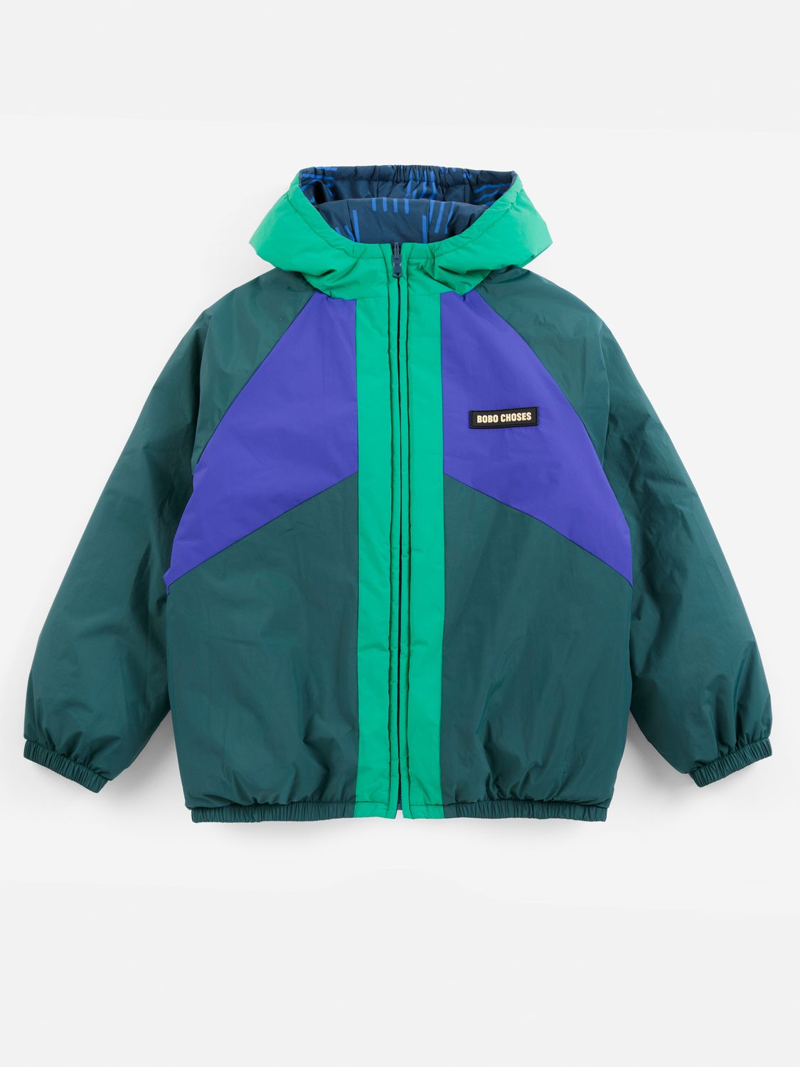 Padded jacket reversible groen/paars