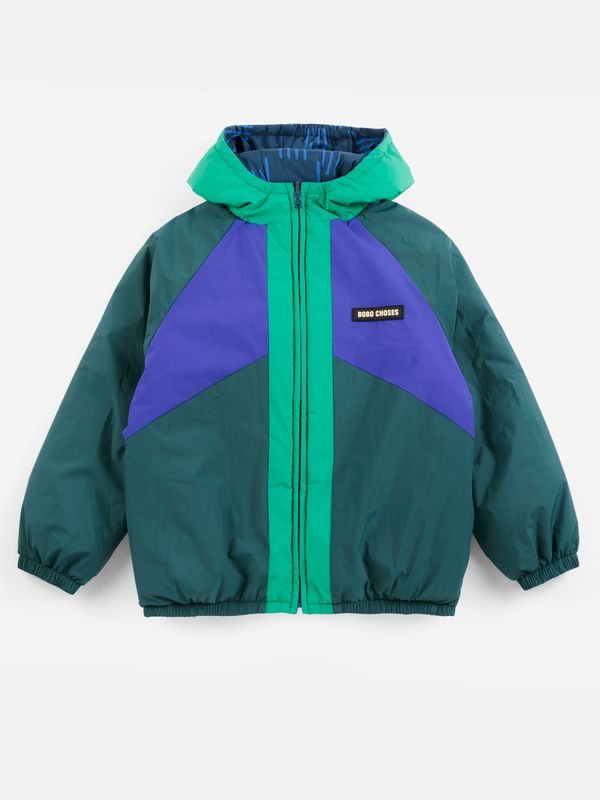 Padded jacket reversible groen/paars