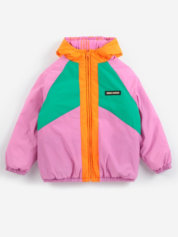 Padded jacket reversible paars/oranje/groen