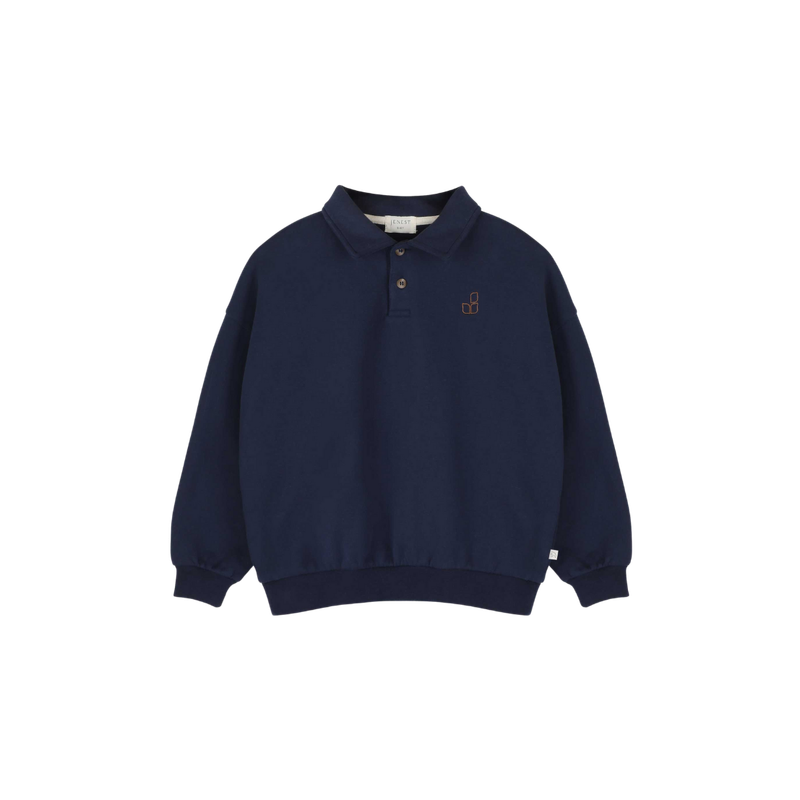 Blauwe polo sweater