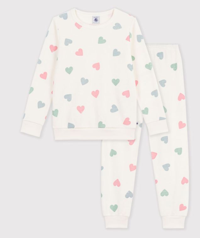 Pyjama fleece hartjes multi