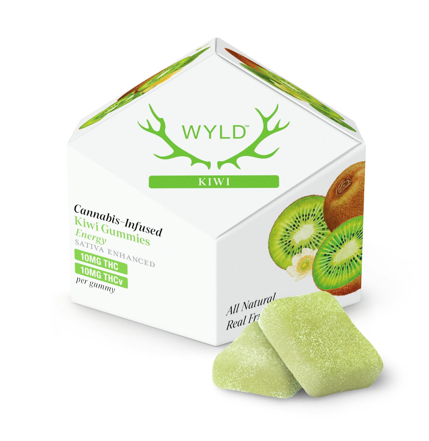 WYLD - Kiwi 1:1 THCv + Sativa Enhanced Gummies | 100:100mg
