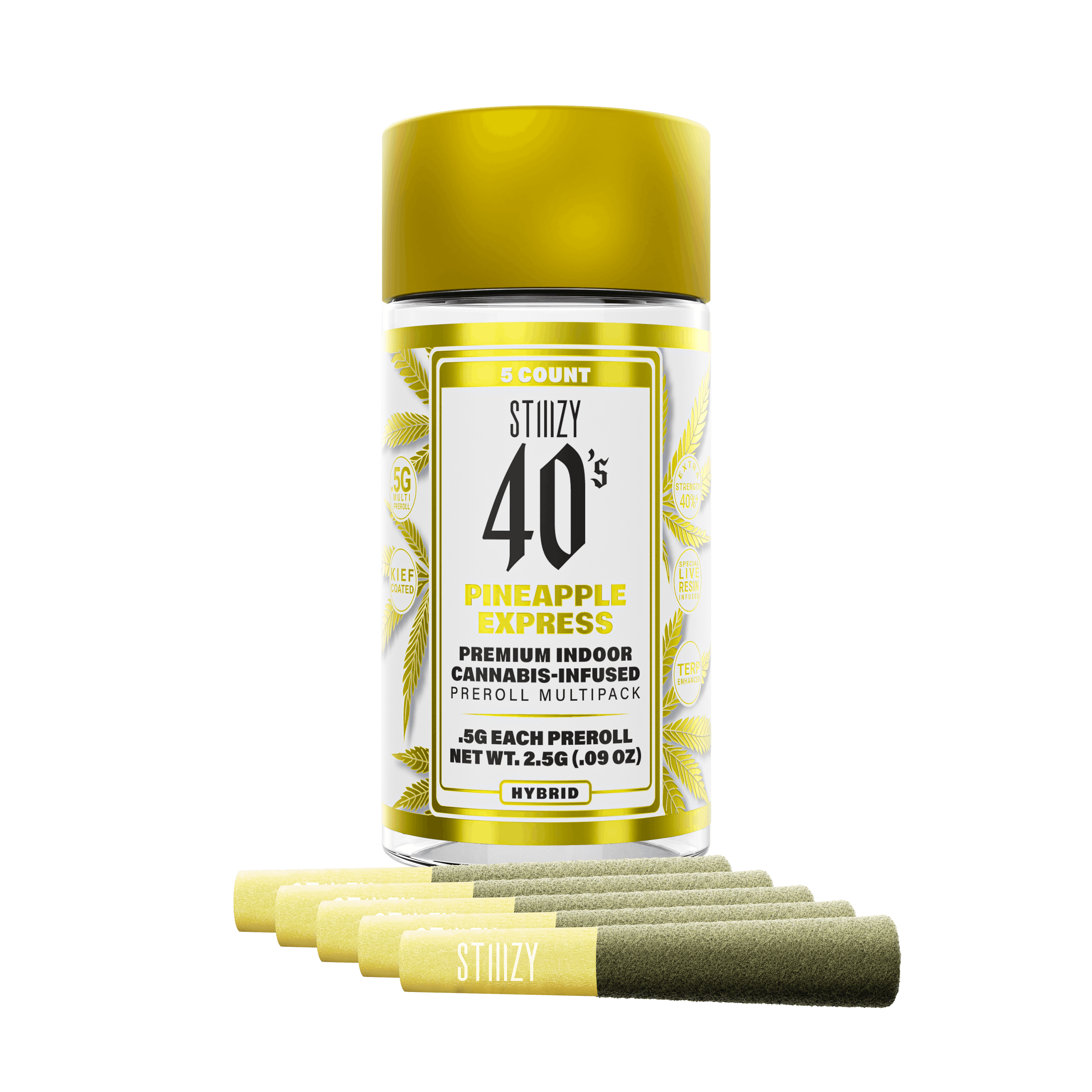 STIIIZY - PINEAPPLE EXPRESS - .5G 40's Infused Preroll 5 Pack
