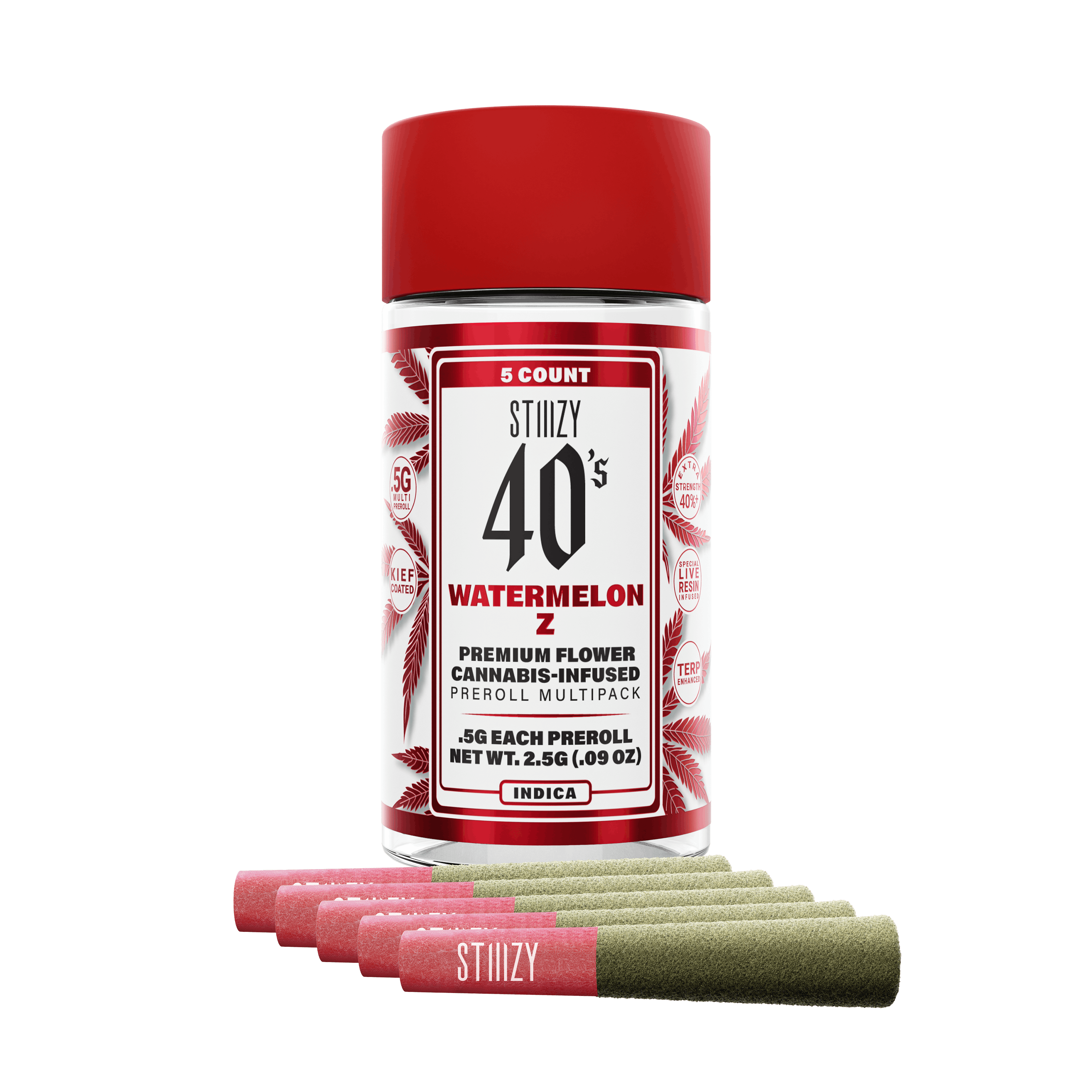 STIIIZY- WATERMELON Z - .5G 40's Infused Mini Preroll 5 Pack