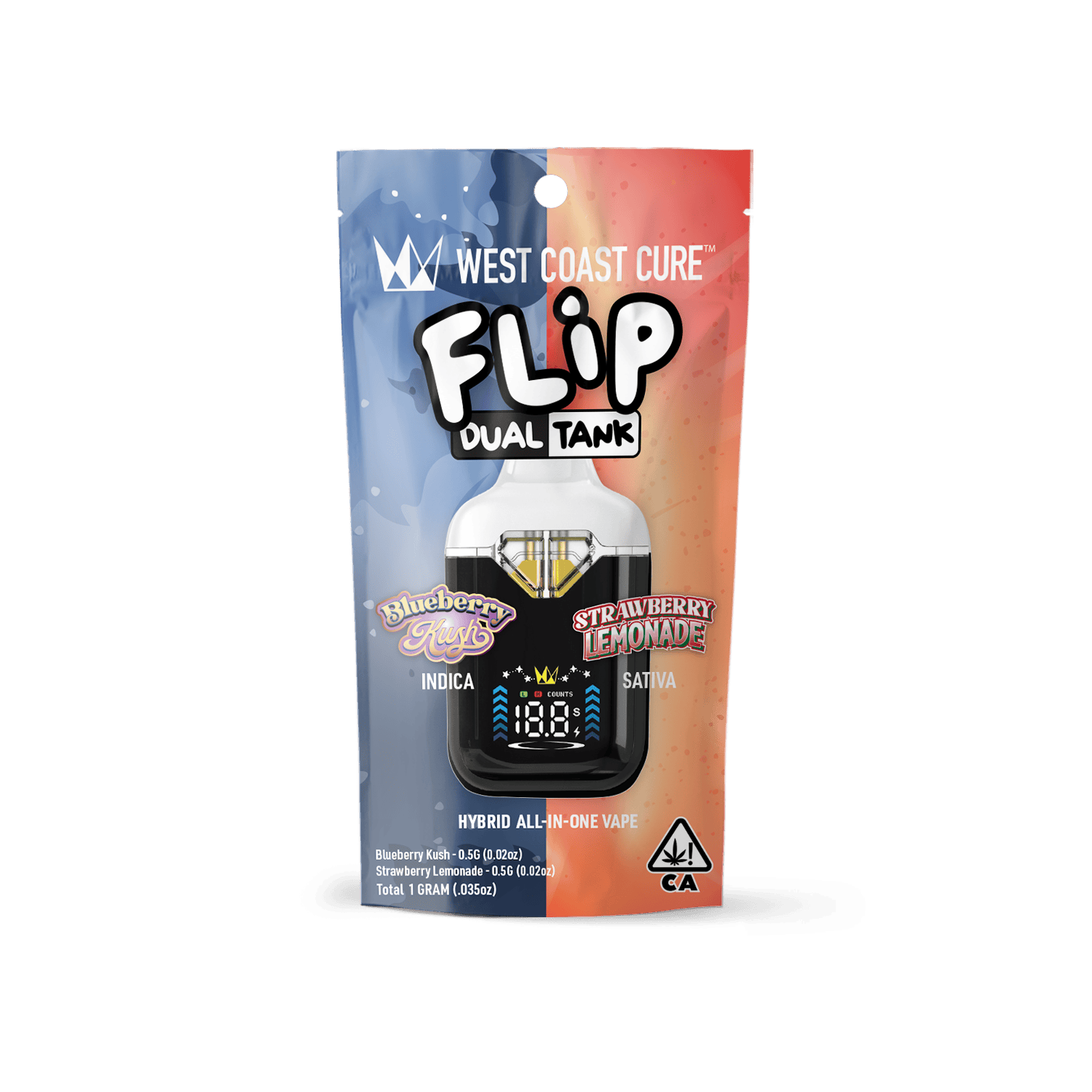 WEST COAST CURE - Blueberry Kush x Strawberry Lemonade - 1G AIO CUREbar Flip