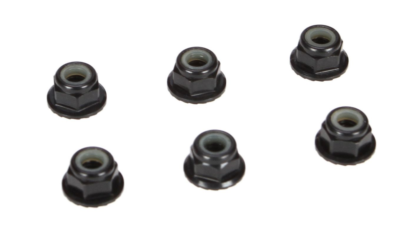 336000 4mm Aluminum Serrated Lock Nuts, Black (6)