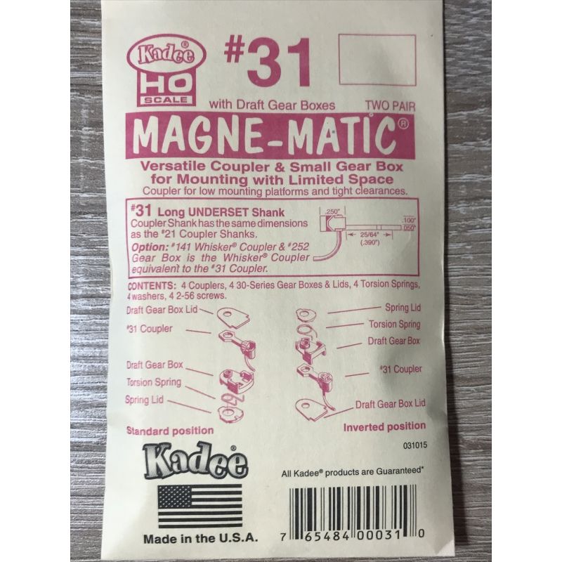 31 Body Mounted Coupler, 25/64" Underset (2pr) HO