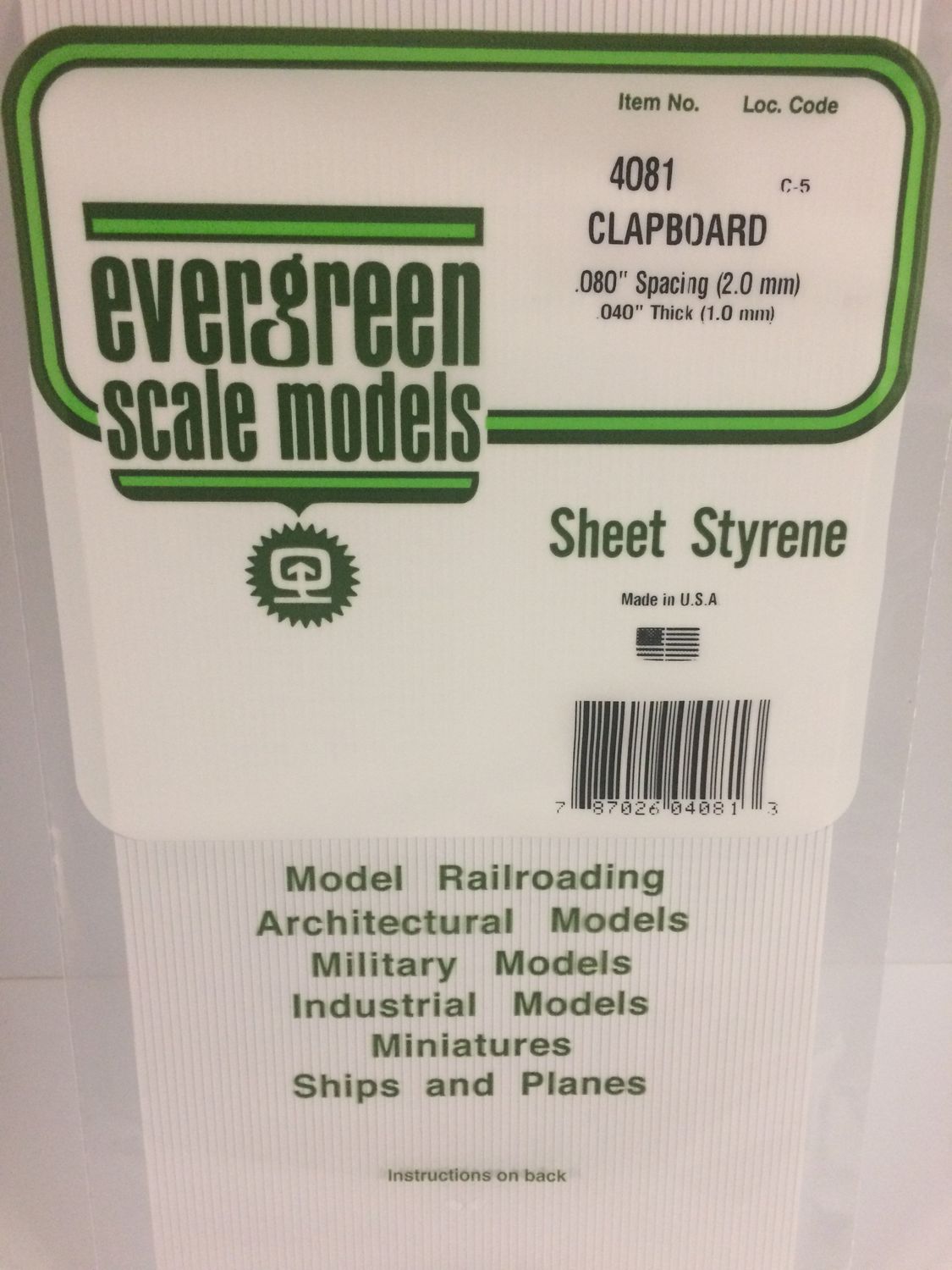 4081 Clapboard Polystyrene Plastic .080