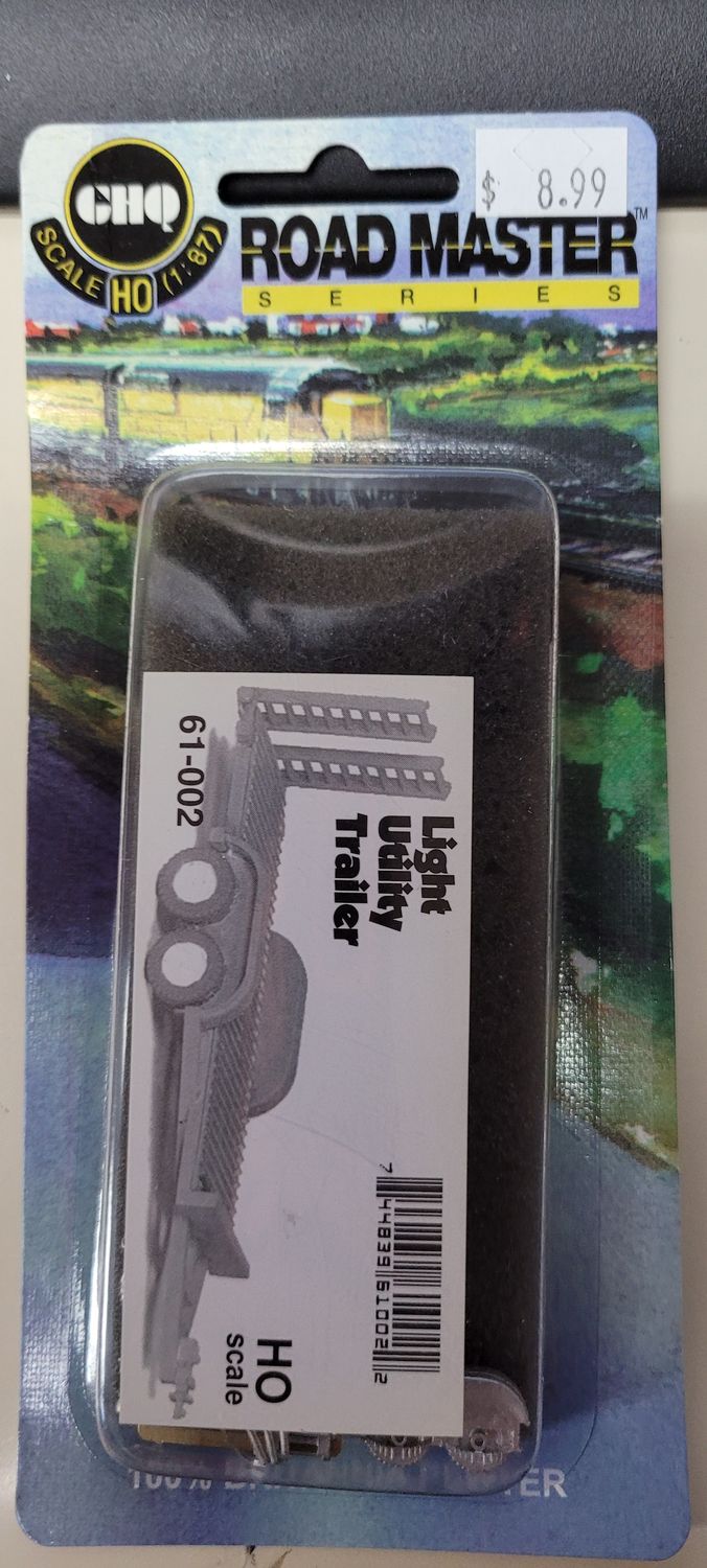 61-002 Construction Equipment (Unpainted Metal Kit) -- Light Utility Trailer (Holds #61001, sold separately)