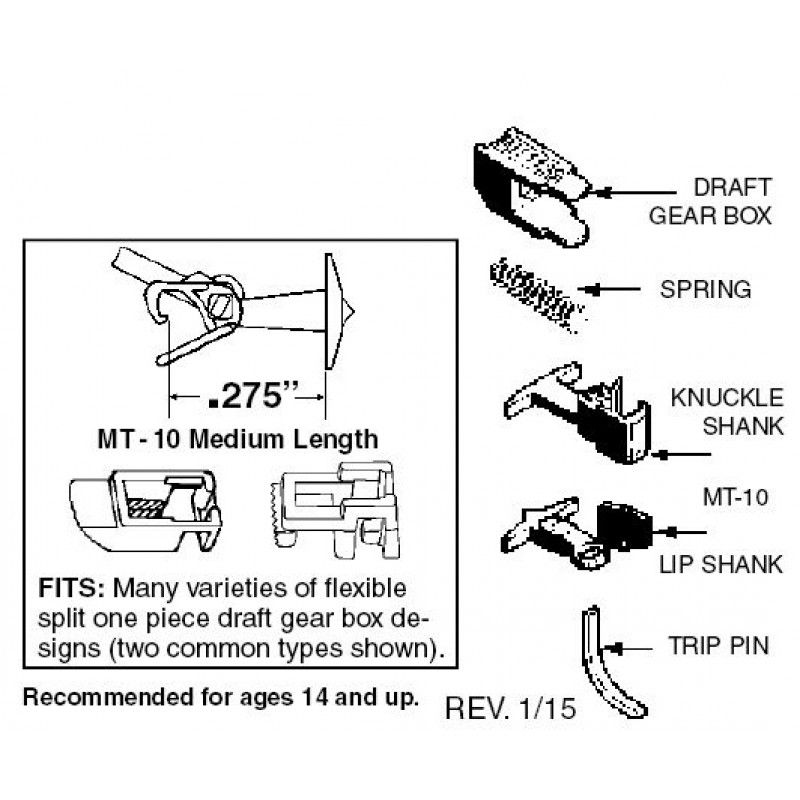 00130013 Truck Mount Couplers -- "T" Shank .245"  .62cm (Medium) 2 Pairs