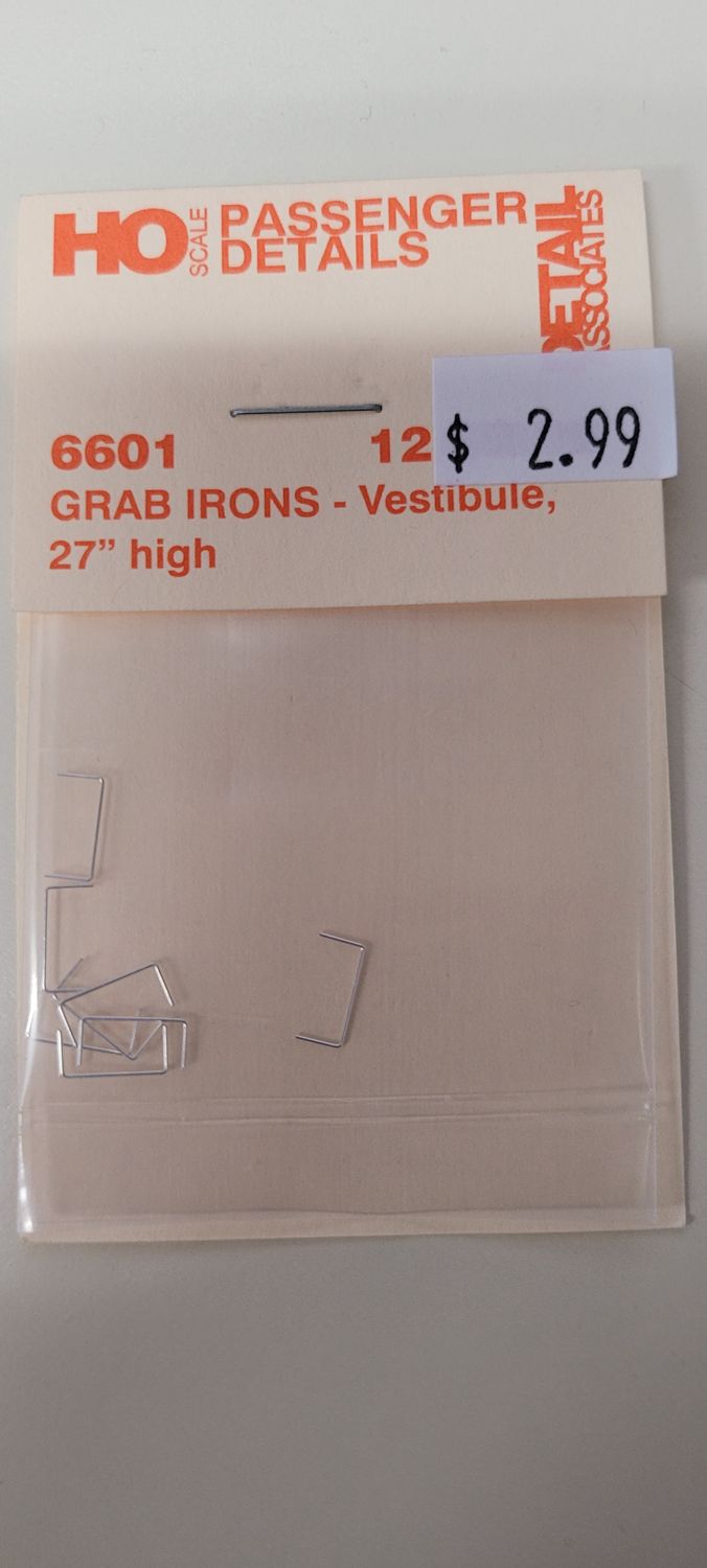 6601  Passenger Car Grab Irons pkg(12) Vestibule  HO