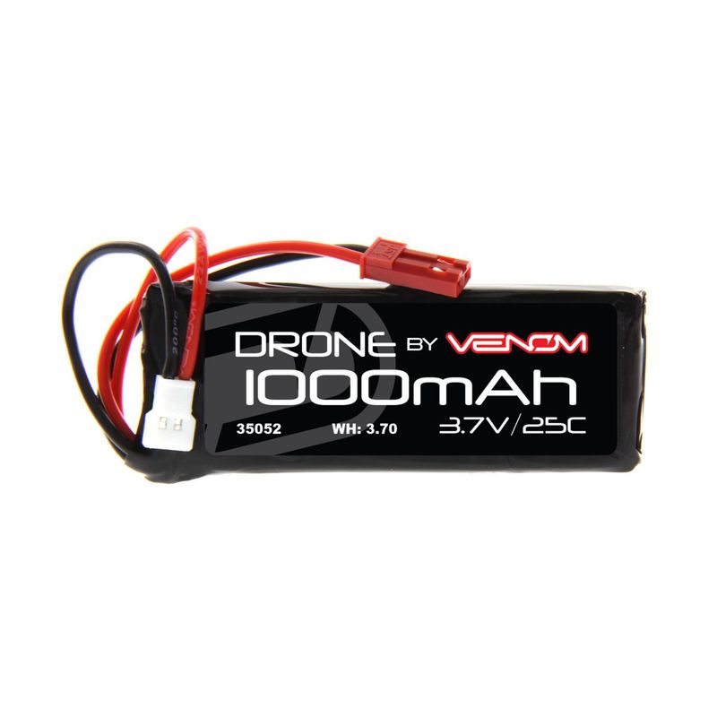 25C 3.7V 1000mAh 1S LiPo, Micro Losi &amp; JST Plug