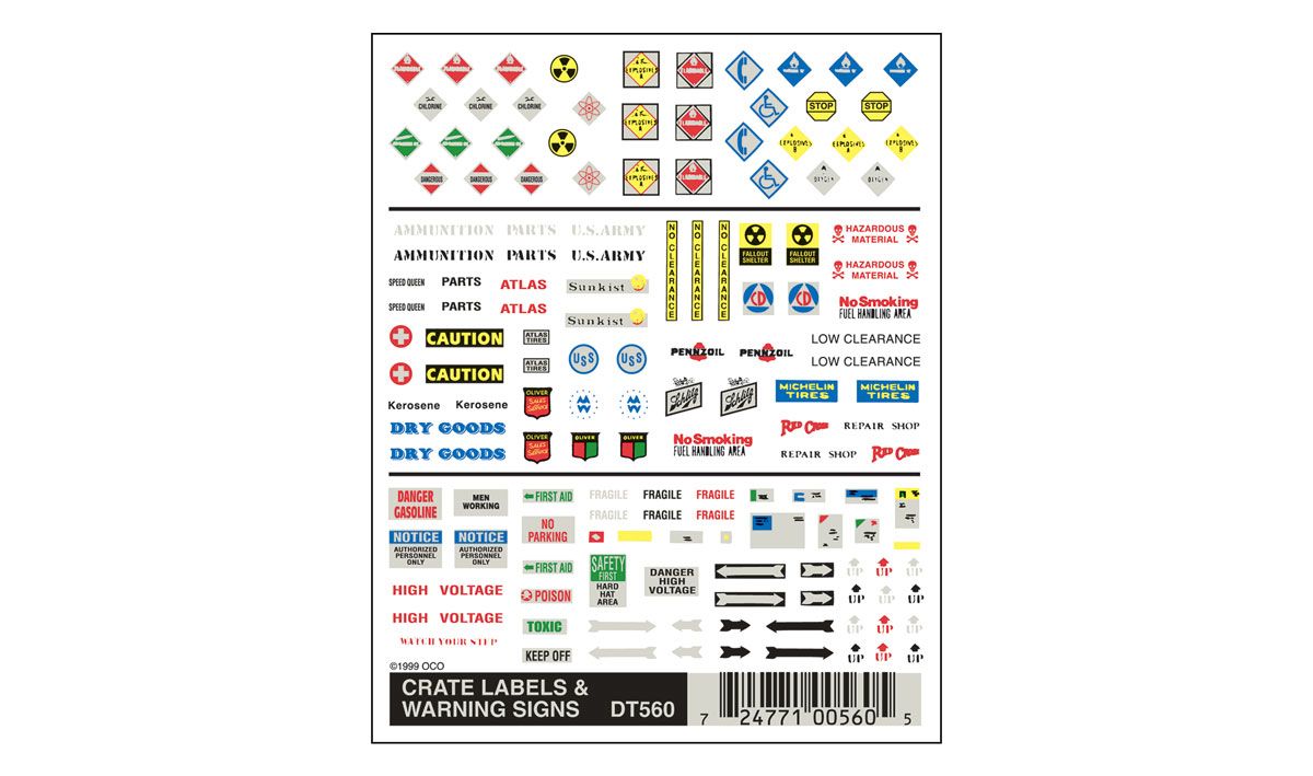 DT560 Dry Transfer Crate Labels and Warning Signs HO