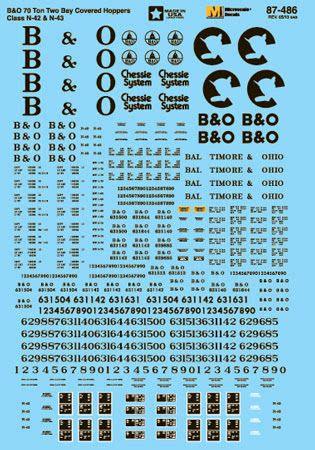 87-486 B&amp;O Freight-Hopper Covered 2-Bay 70-ton N-42 &amp; N-43 Classes HO