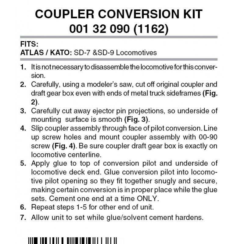 00132090 Coupler Conversion Atlas/kato SD-7-SD-9 N
