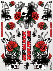 S033  Skulls &amp; Roses Sticker Sheet