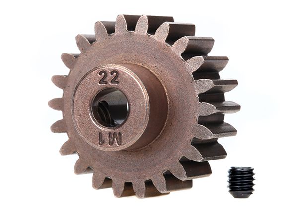 6495X  Gear, 22-T pinion (1.0 metric pitch) (fits 5mm shaft)/ set screw (for use only with steel spur gears)