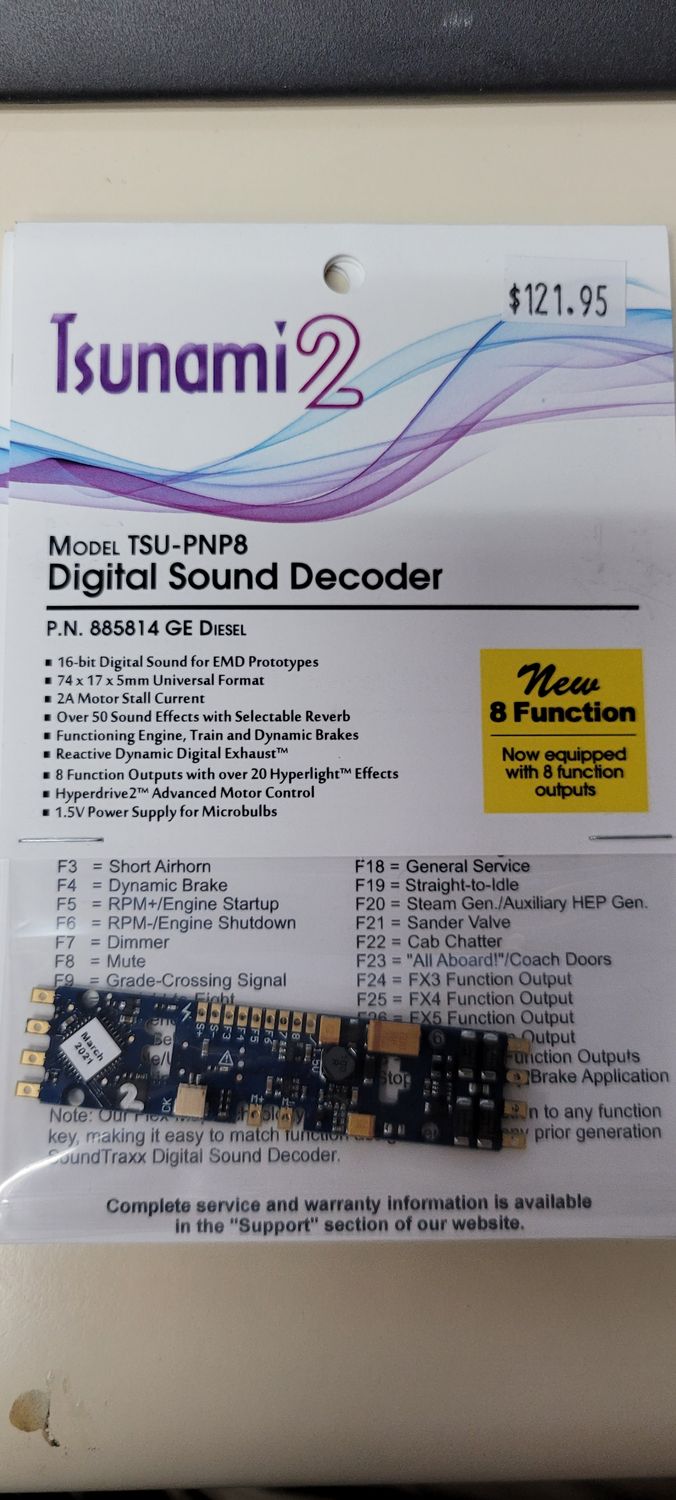 8-Function Sound and Control DCC Decoder with CurrentKeeper Plug - Tsunami2  GE Sounds HO