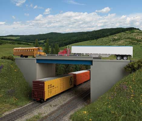 4565  Modern Steel and Concrete Highway Overpass with Pipe Railings HO