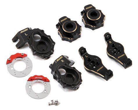 SamTRX-4-4412-C4   Brass Steering Knuckle, C-Hub, Portal Cover &amp; Scale Brake Rotor Set