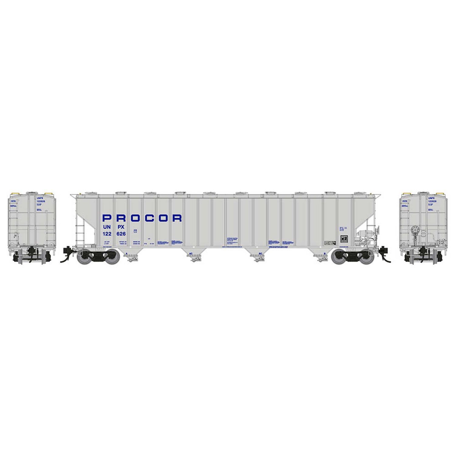 157002A HO Procor 5820 Covered Hopper UNPX, Blue Solid