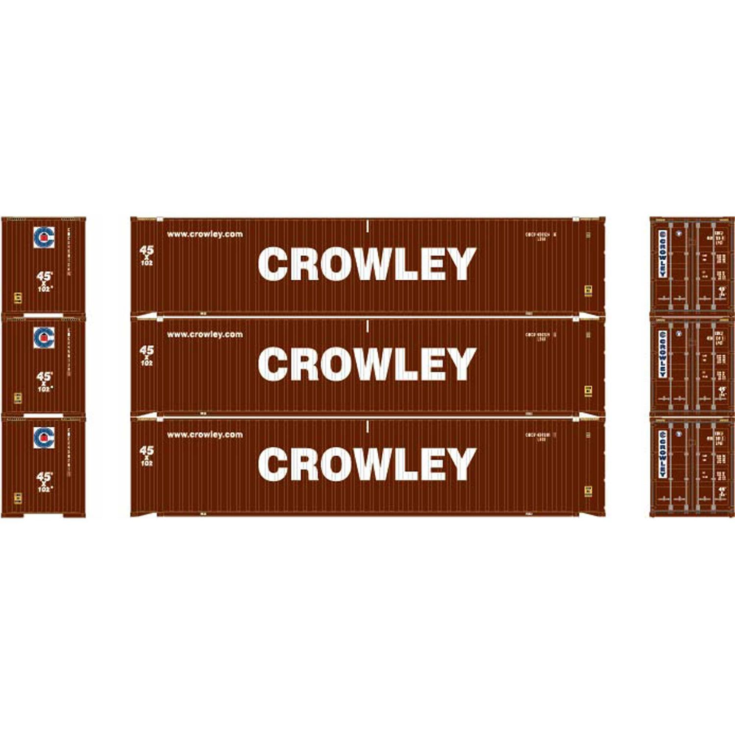 28041 HO RTR 45' Container, Crowley #2 (3)