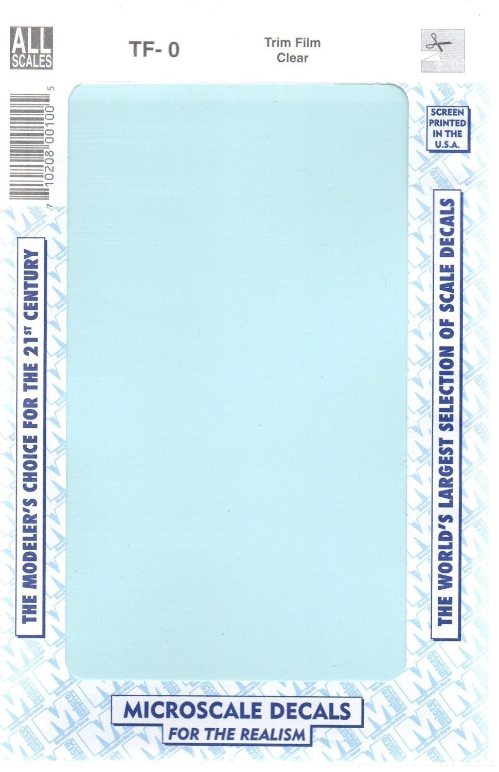 TF-0    Trim Film Solid Color Decal Sheet Clear HO