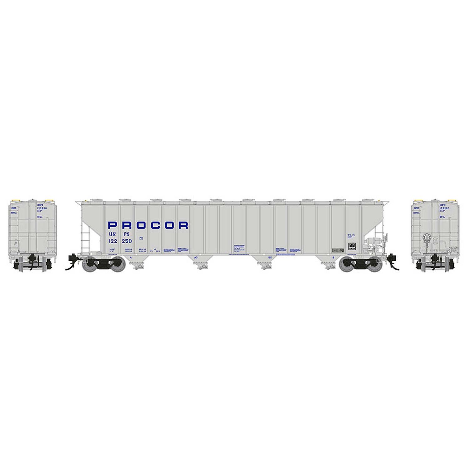 157001 HO Procor 5820 Covered Hopper UNPX, Blue Stencil