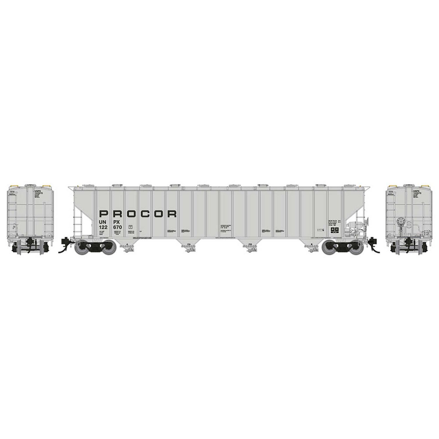 157005A HO Procor 5820 Covered Hopper UNPX, Low Black