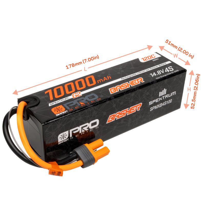 SPMXB4S100 14.8V 10000mAh 4S 120C Smart G2 Pro Basher LiPo: IC5