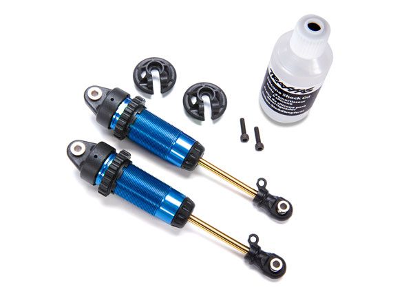 7462   Shocks, GTR xx-long blue-anodized, PTFE-coated bodies with TiN shafts (fully assembled, without springs) (2)