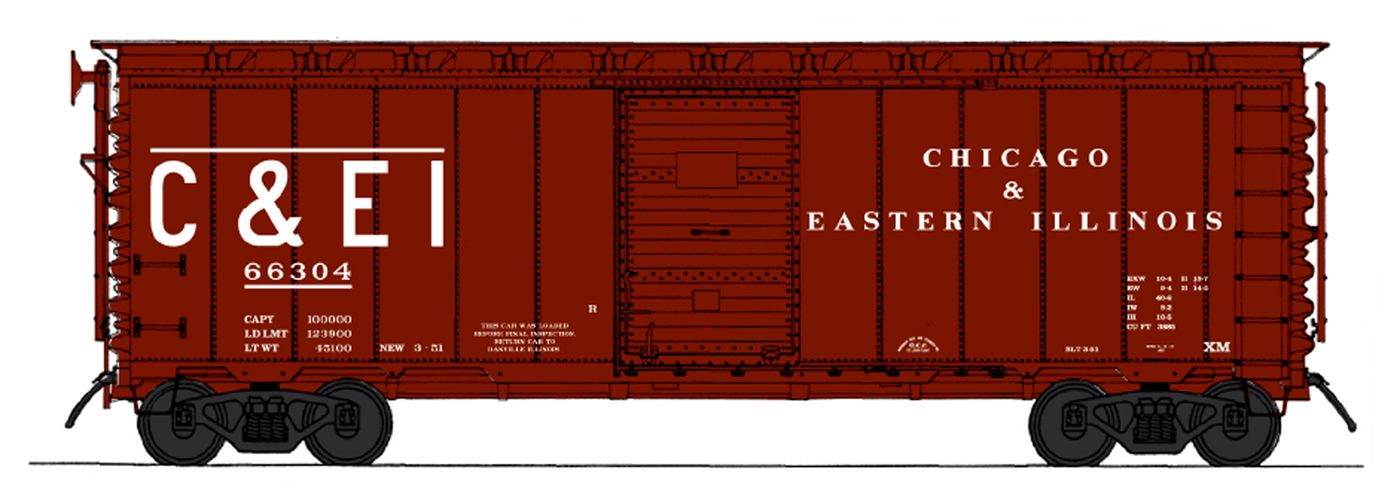 46024-04  40' 12-Panel Boxcar Chicago &amp; Eastern Illinois (Boxcar Red, Large C&amp;EI) HO