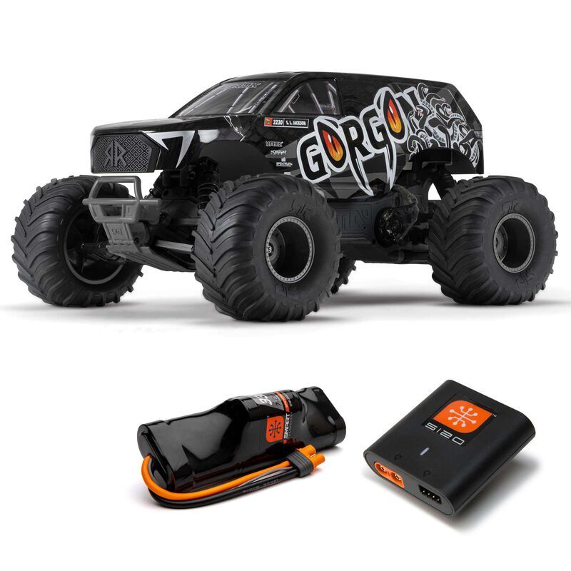 ARA3230SKT1 1/10 GORGON 4X2 MEGA 550 Brushed Monster Truck RTA Kit w/ Battery &amp; Charger