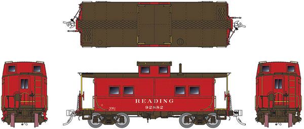 144017  NE-style Steel Caboose: RDG As Delivered: 92882  HO scale