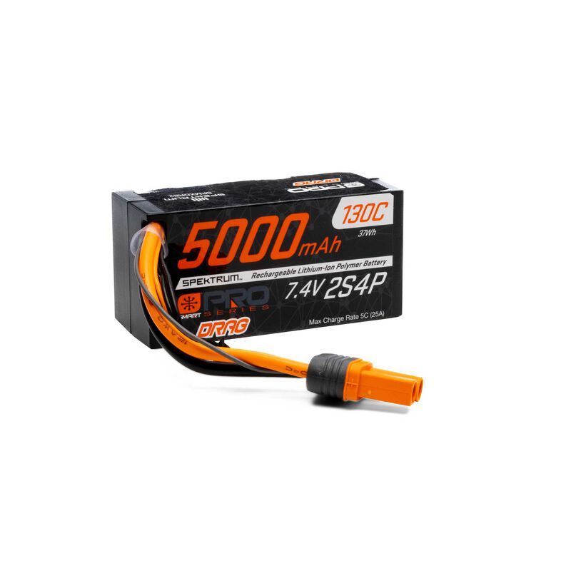 SPMXDRB2   7.4V 5000mAh 2S 130C Smart No Prep Drag LiPo Battery: IC5