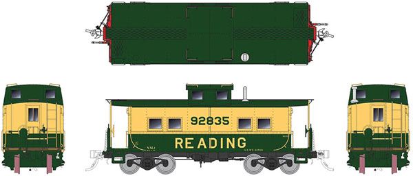 144020   NE-style Steel Caboose: RDG Yellow/GRN: #92846  HO scale